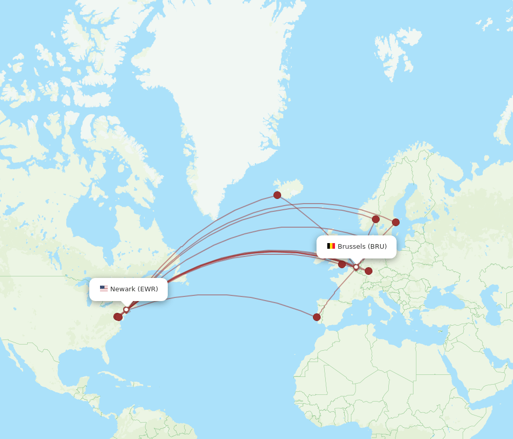 EWR-BRU flight routes