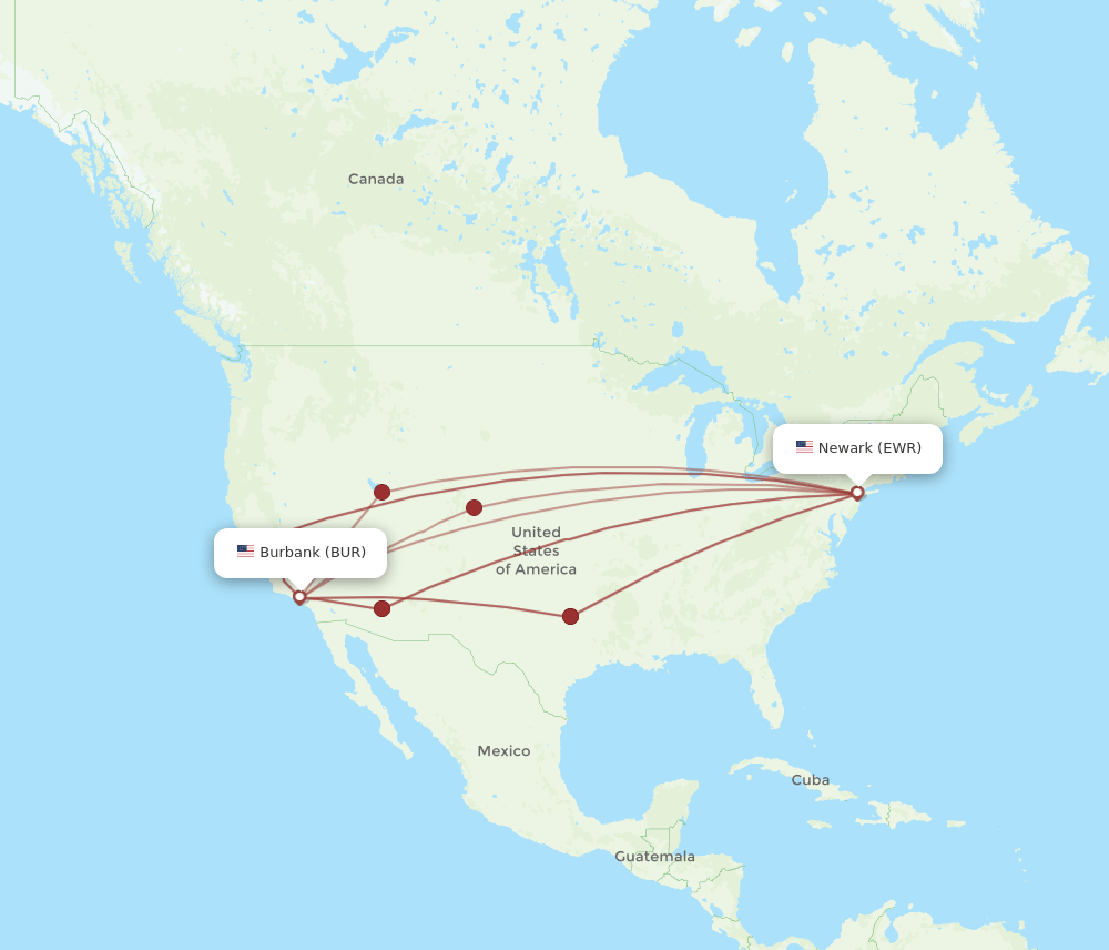 EWR-BUR flight routes