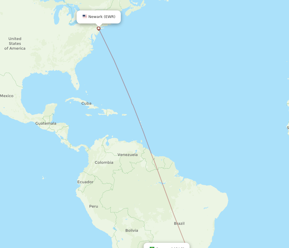 EWR to CAC flights and routes map