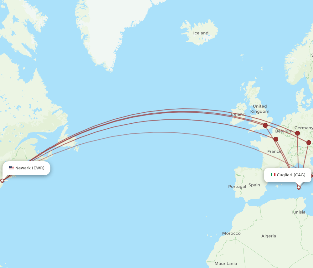 EWR-CAG flight routes