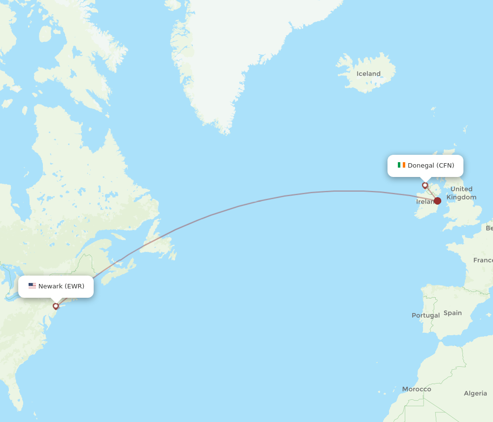 EWR to CFN flights and routes map