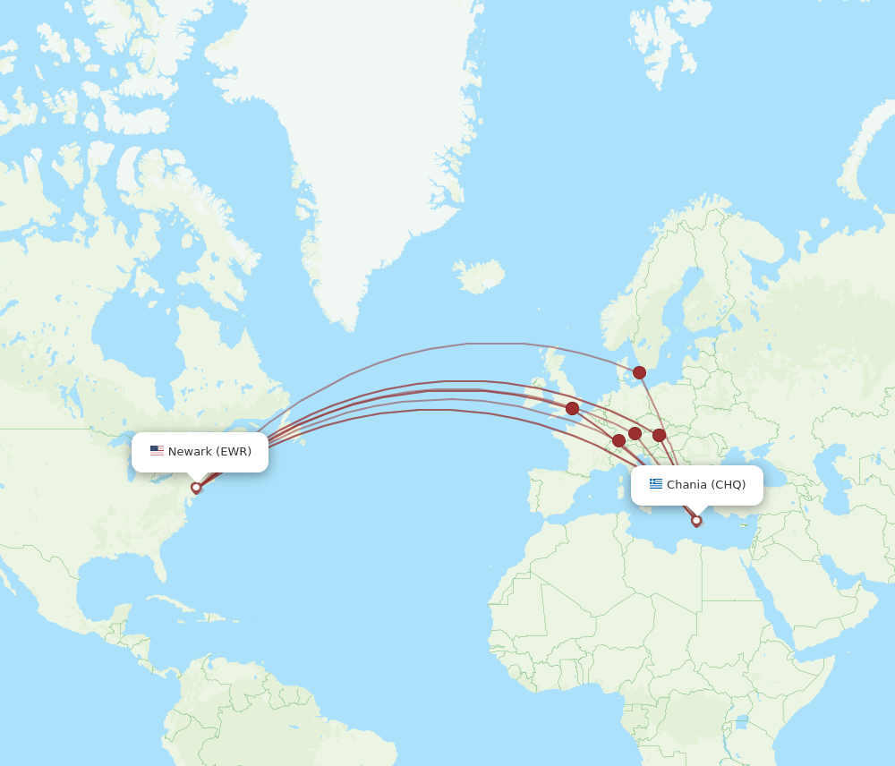 EWR-CHQ flight routes
