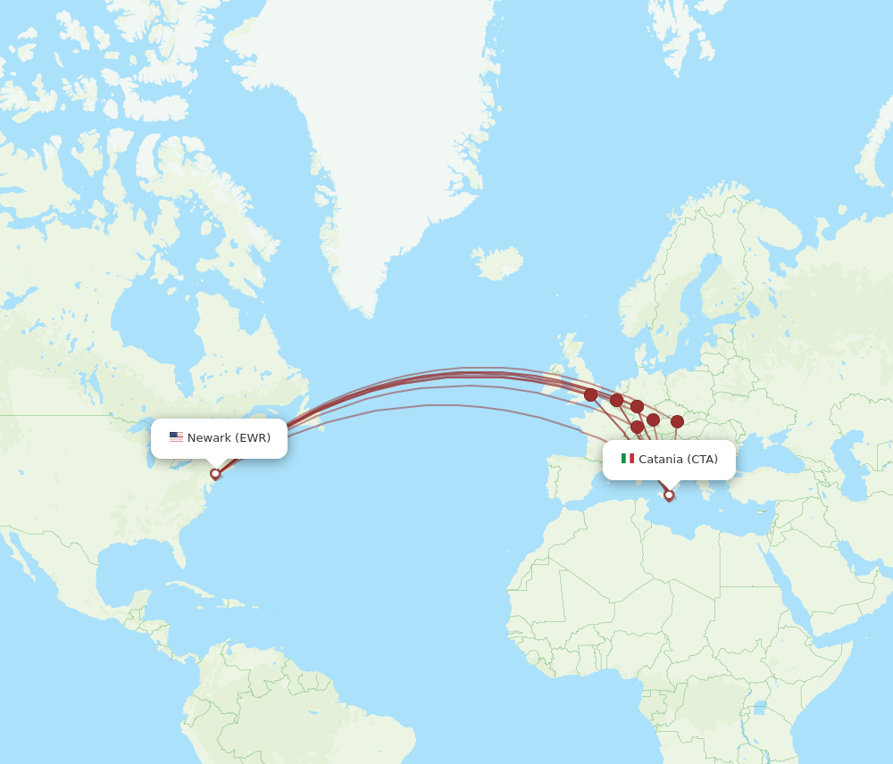 EWR-CTA flight routes