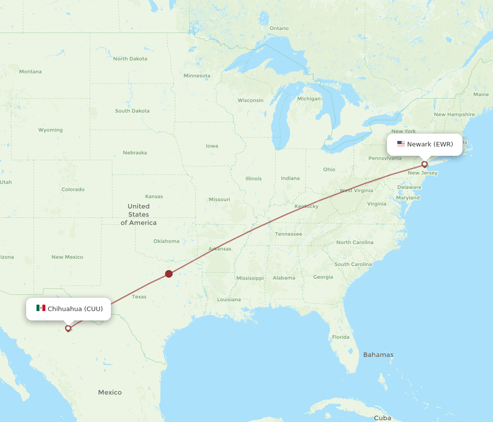 EWR-CUU flight routes