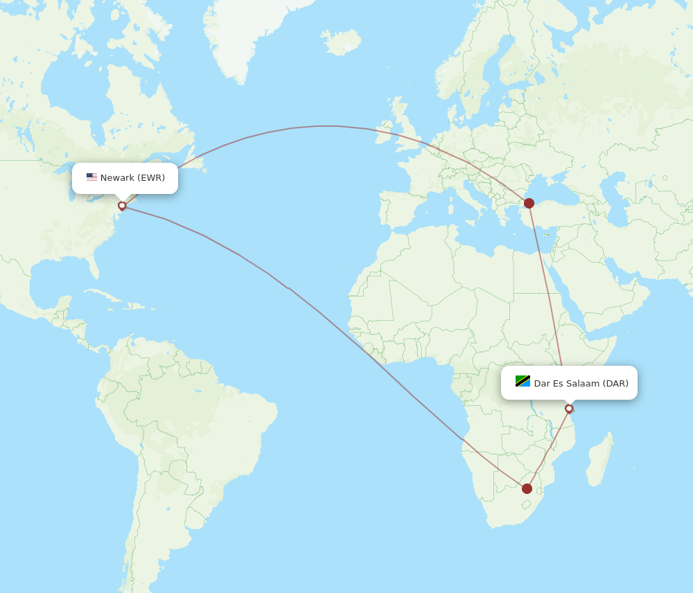 EWR-DAR flight routes