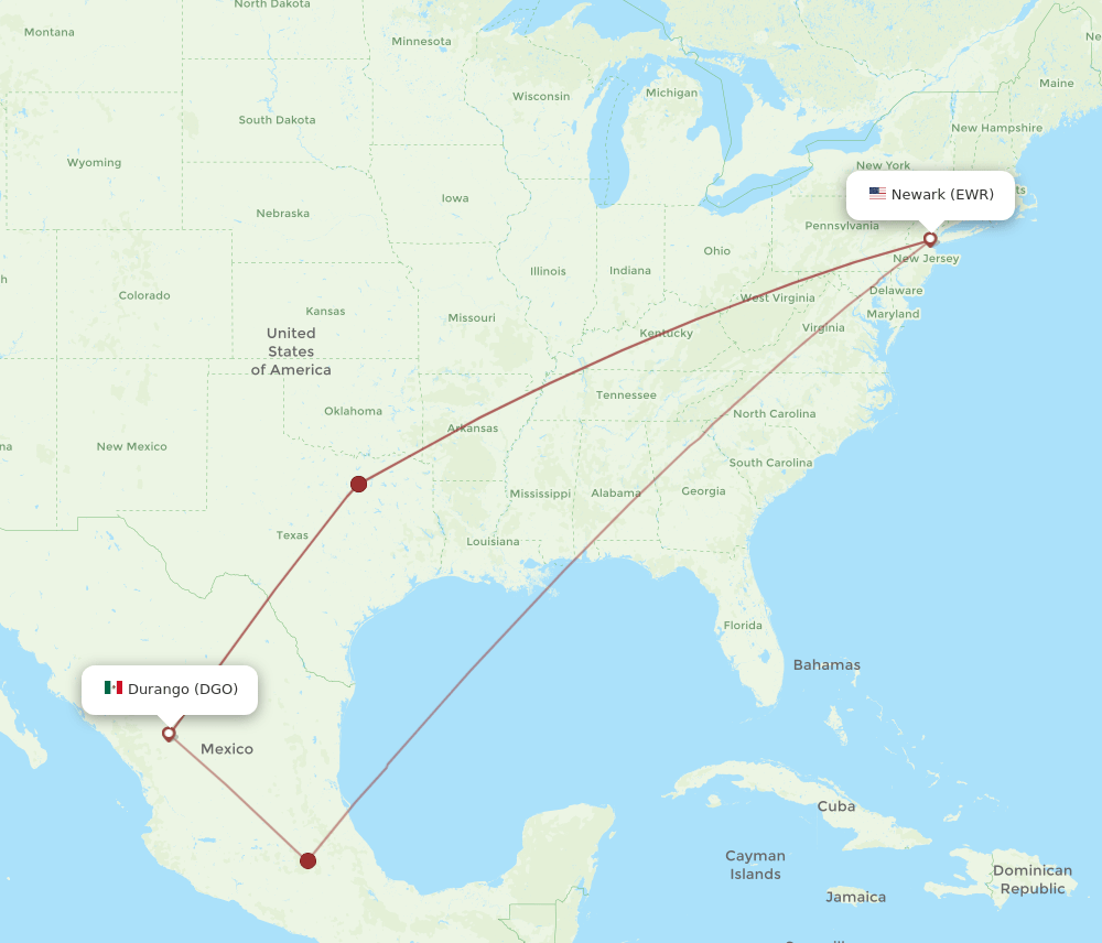 EWR to DGO flights and routes map