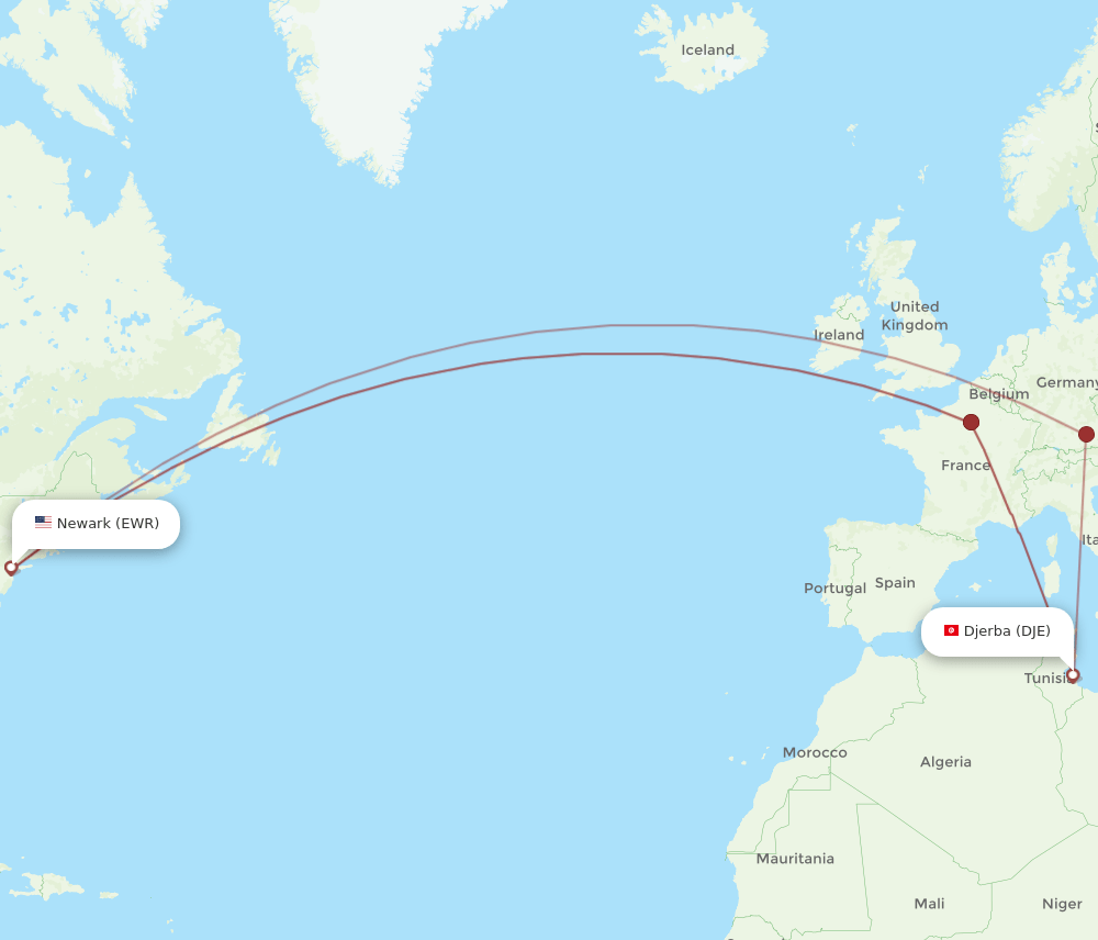 EWR-DJE flight routes