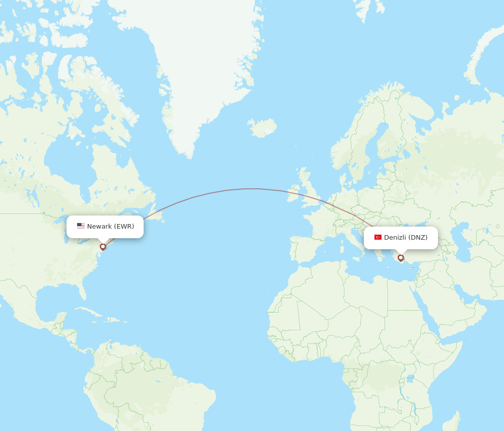 EWR-DNZ flight routes