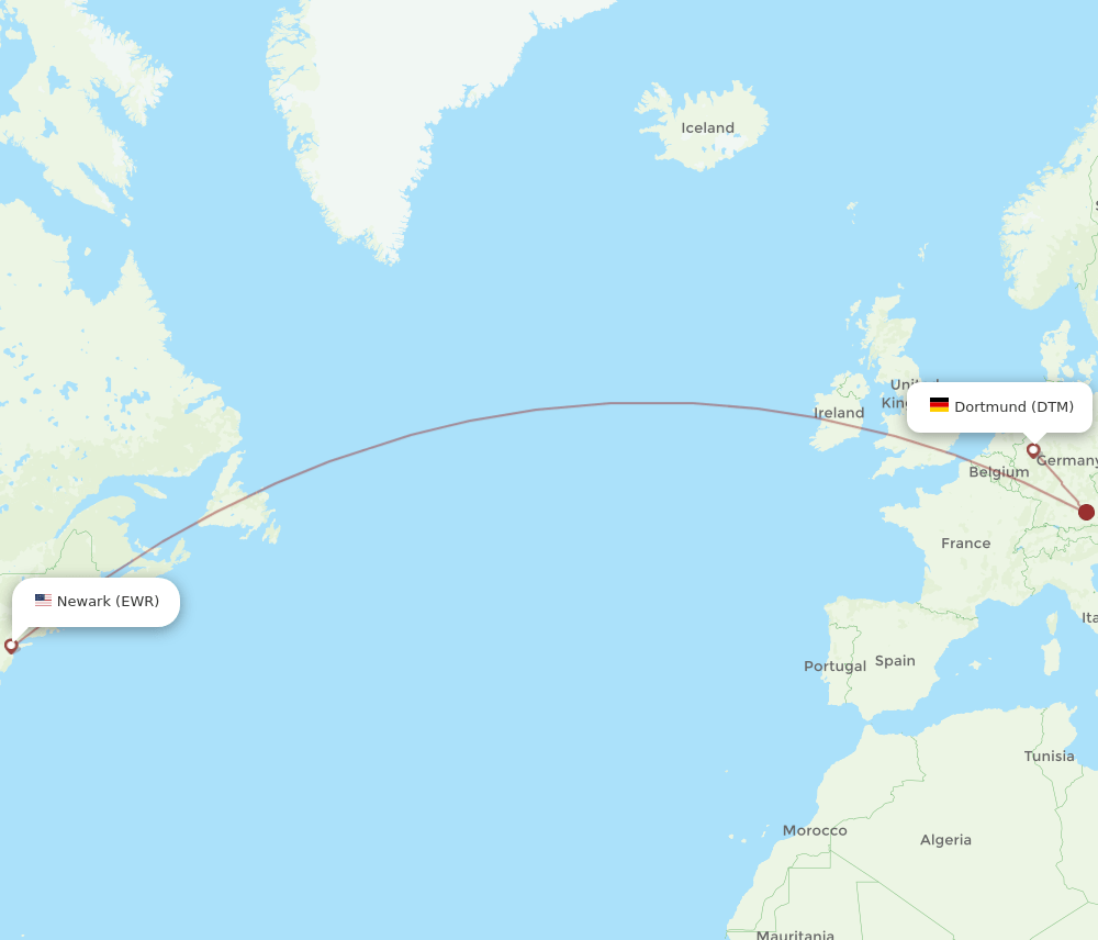 EWR-DTM flight routes
