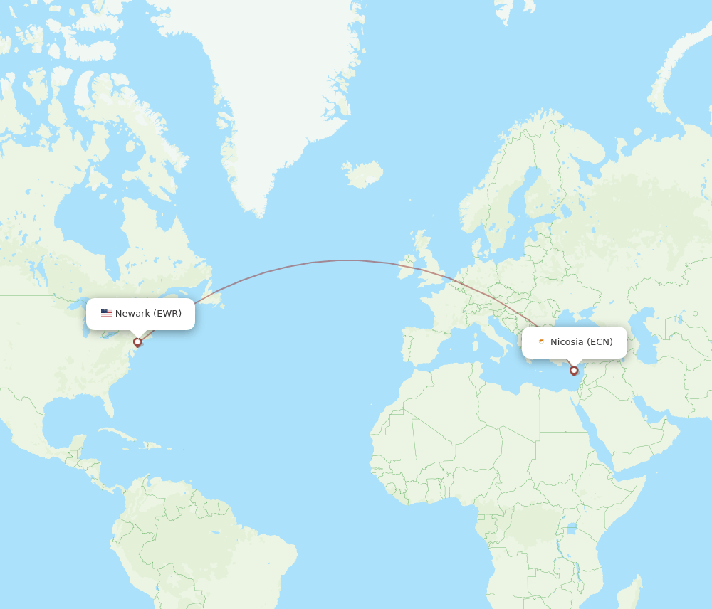 EWR-ECN flight routes