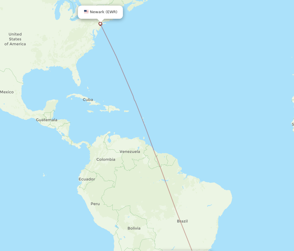 EWR to FLN flights and routes map