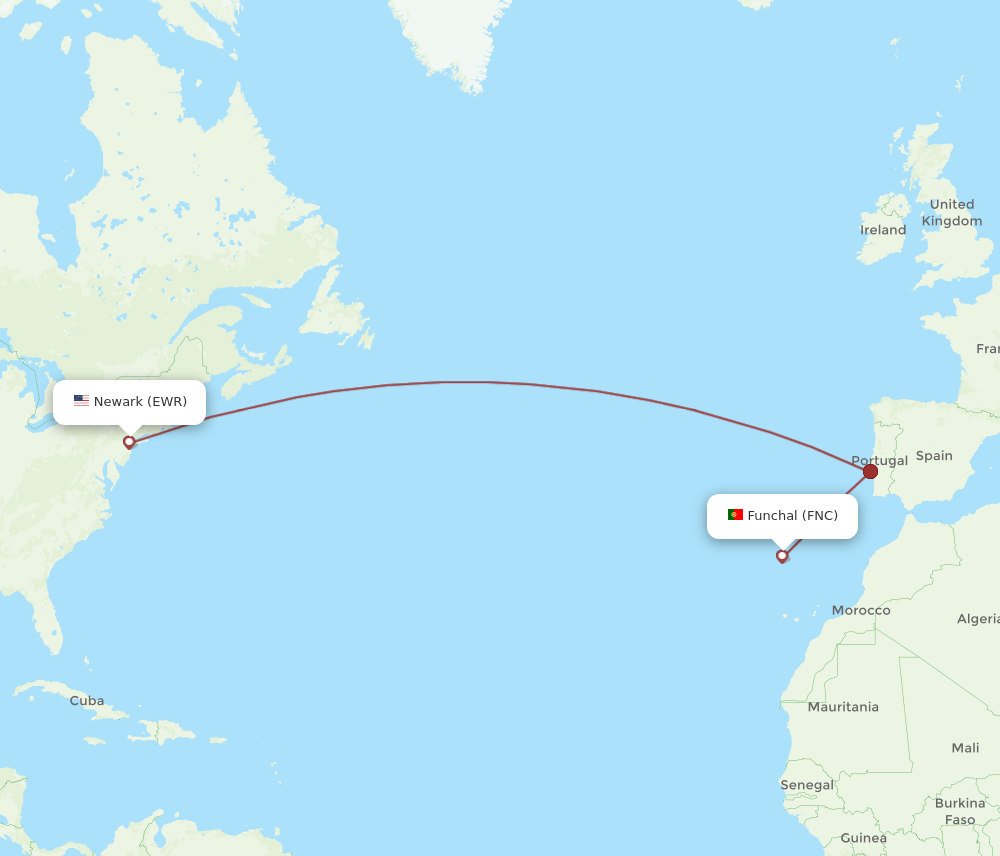 EWR-FNC flight routes