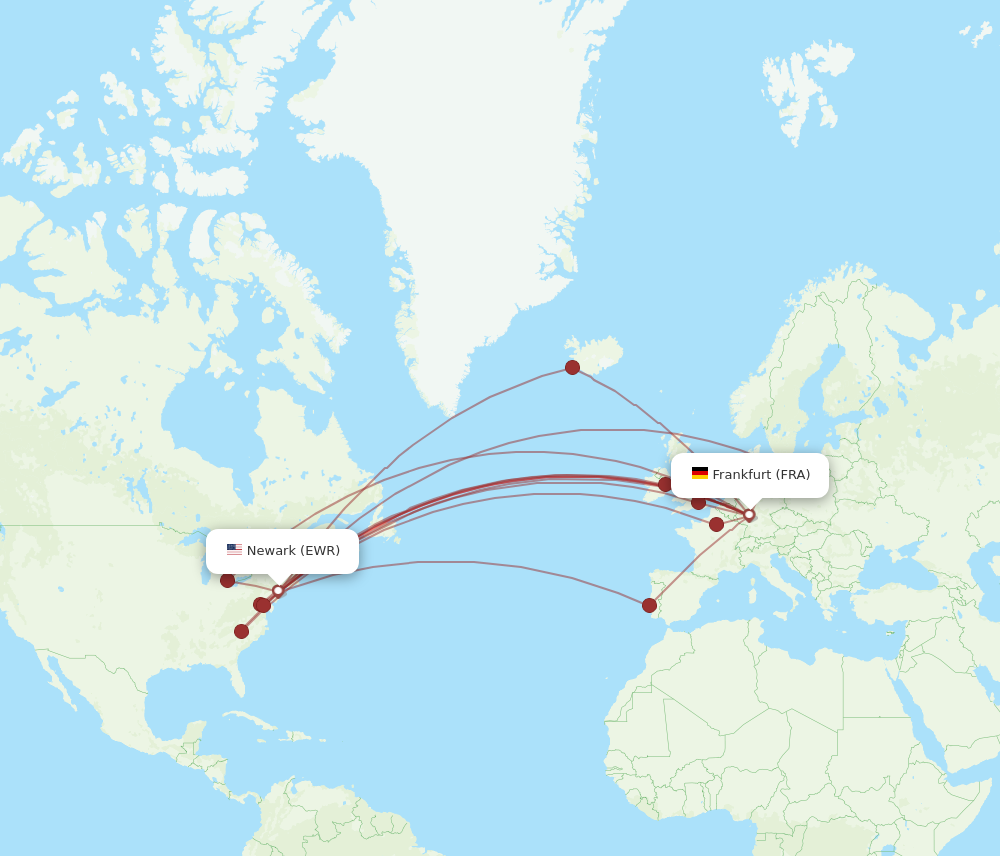 EWR to FRA flights and routes map
