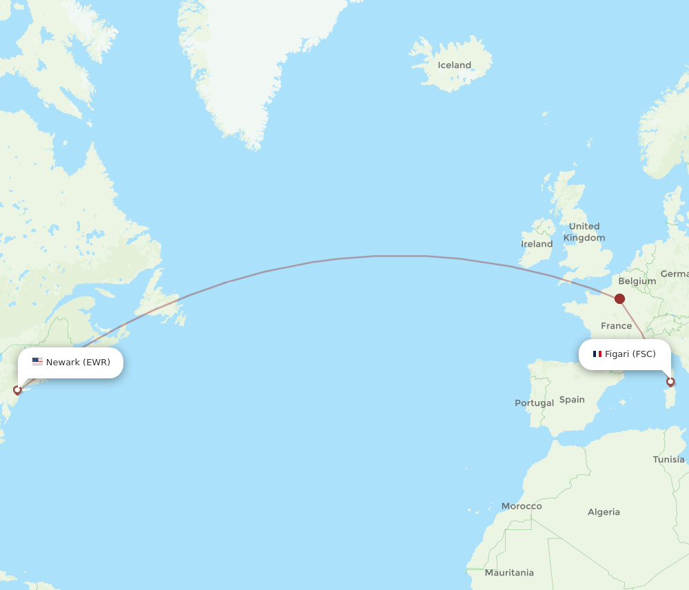 EWR-FSC flight routes