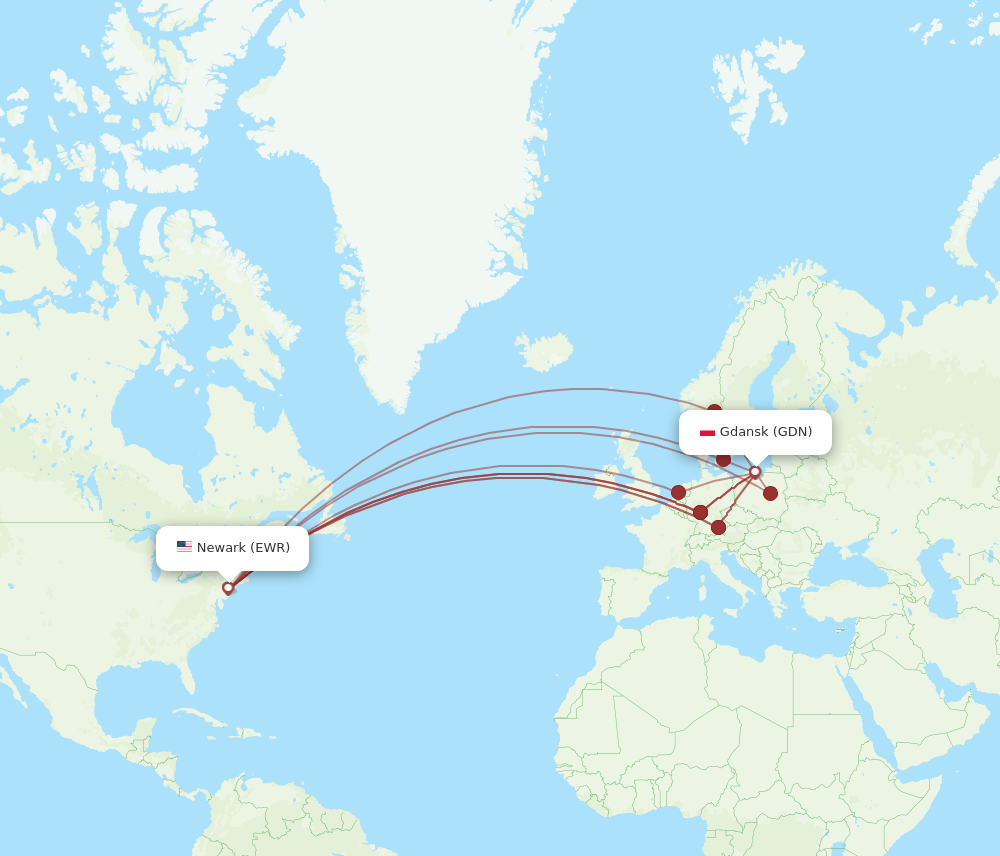 EWR-GDN flight routes