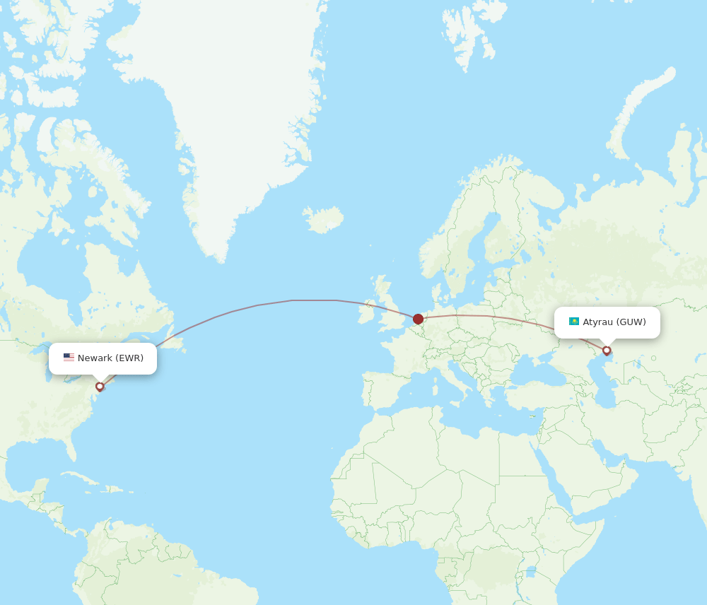 EWR-GUW flight routes