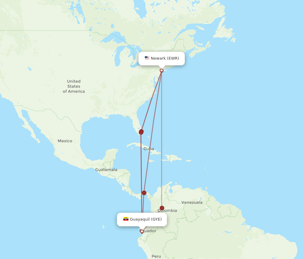 EWR-GYE flight routes