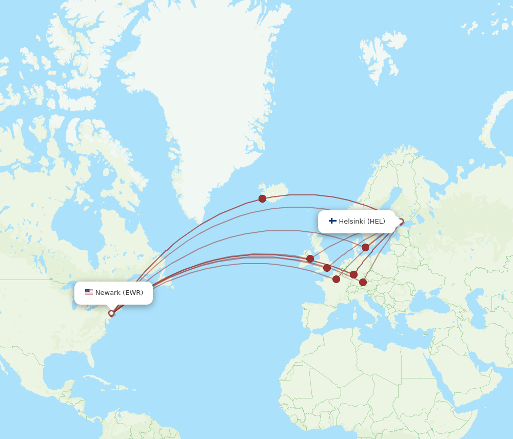 EWR-HEL flight routes