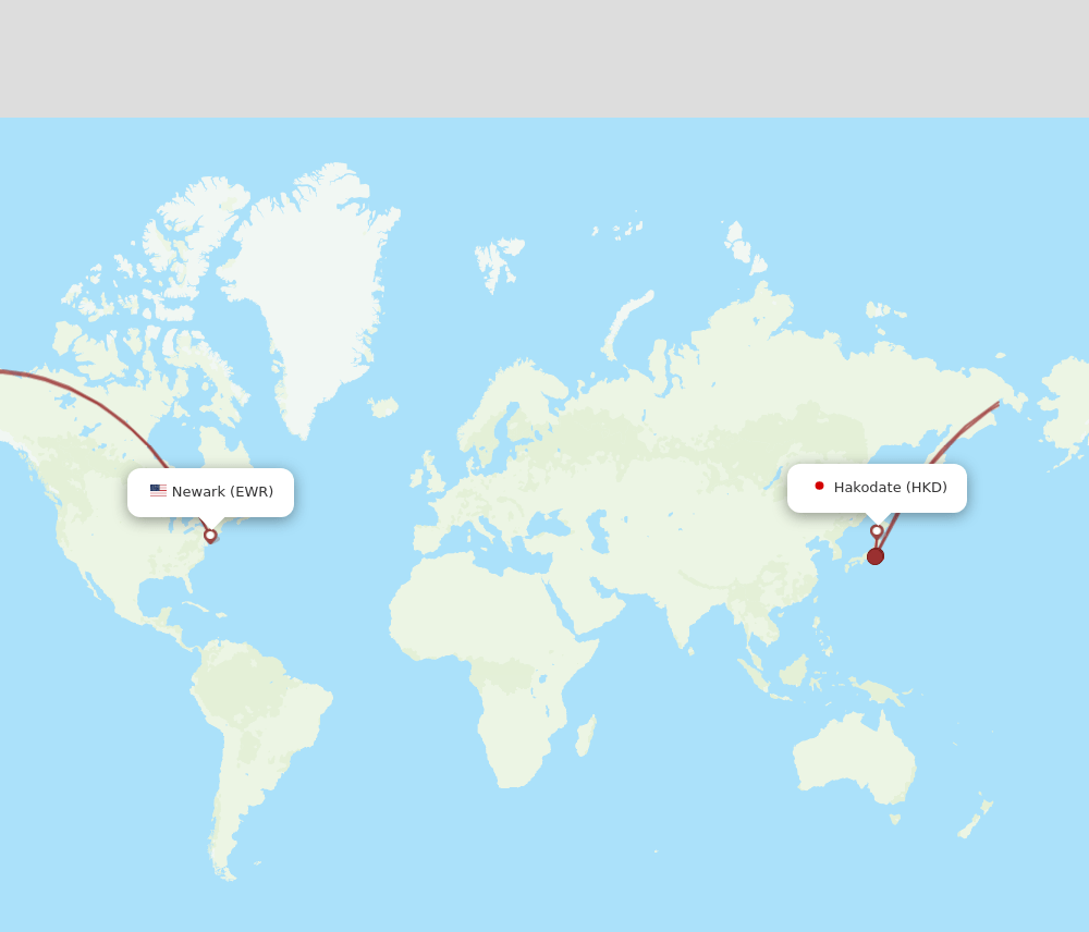 EWR to HKD flights and routes map