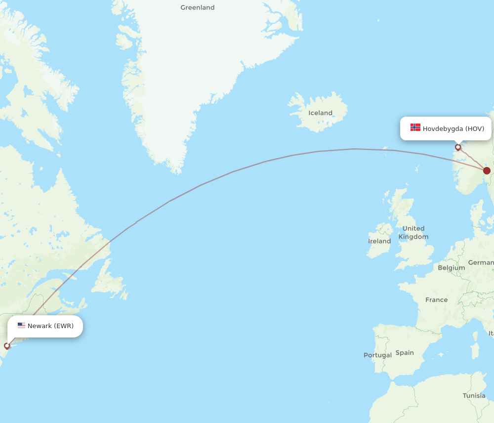 EWR-HOV flight routes