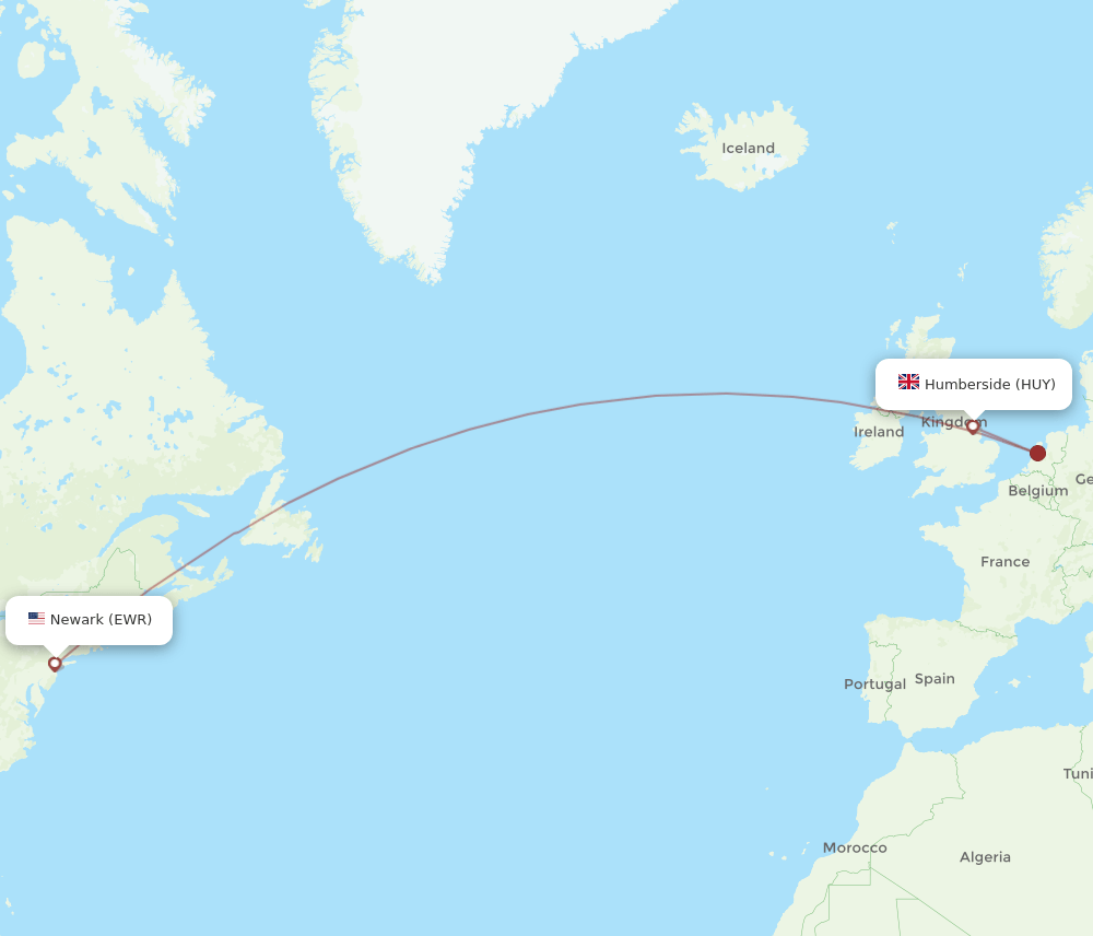 EWR-HUY flight routes