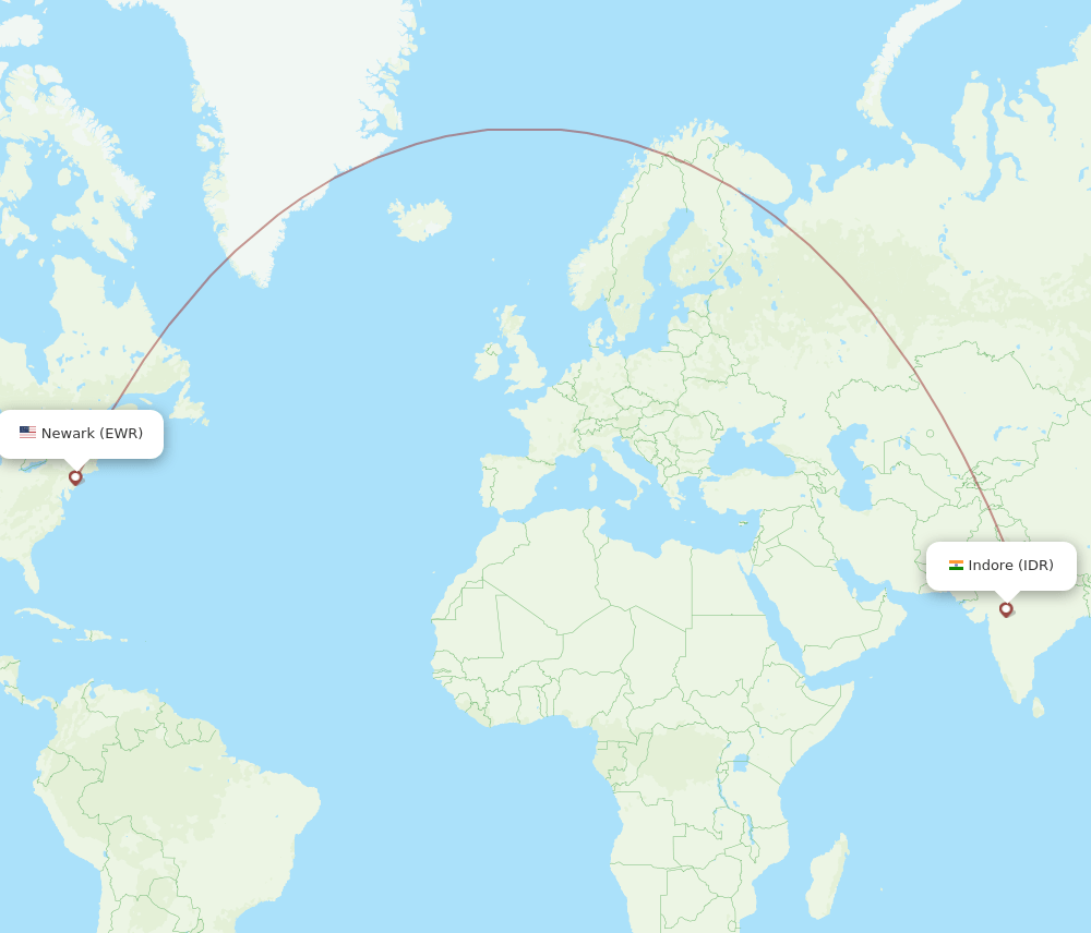 EWR-IDR flight routes