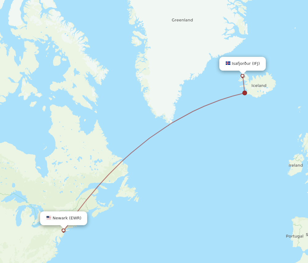EWR-IFJ flight routes