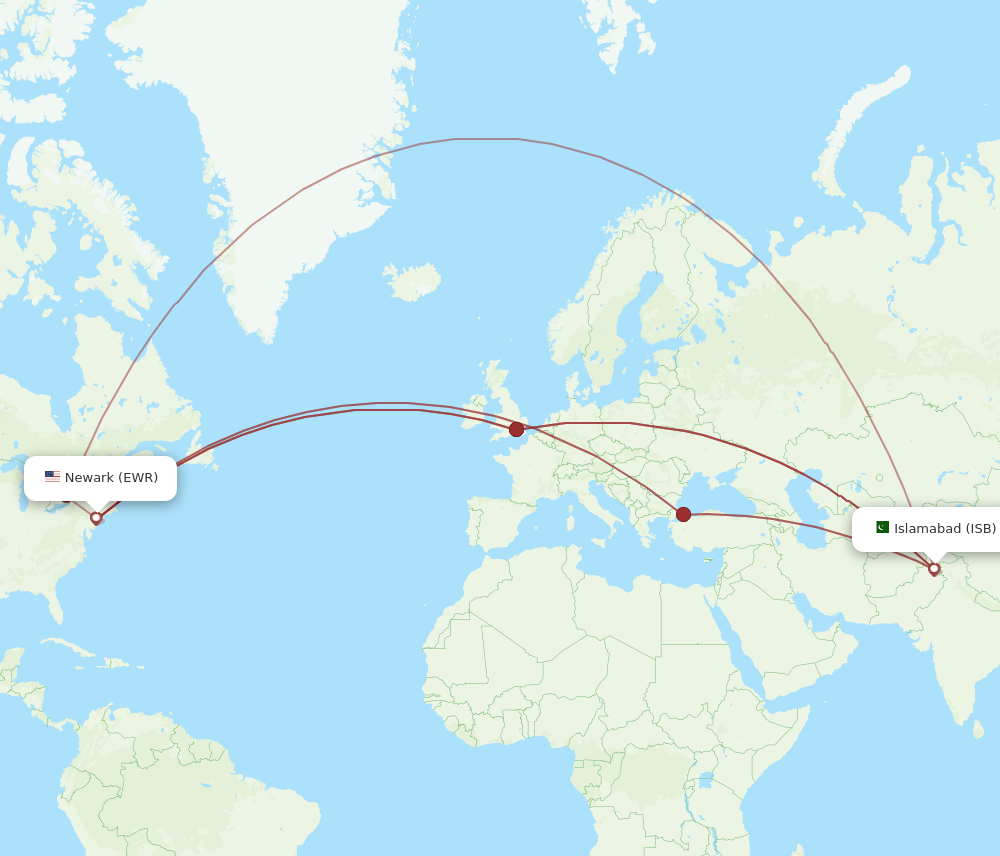 EWR-ISB flight routes