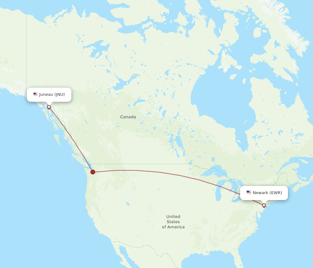 EWR to JNU flights and routes map