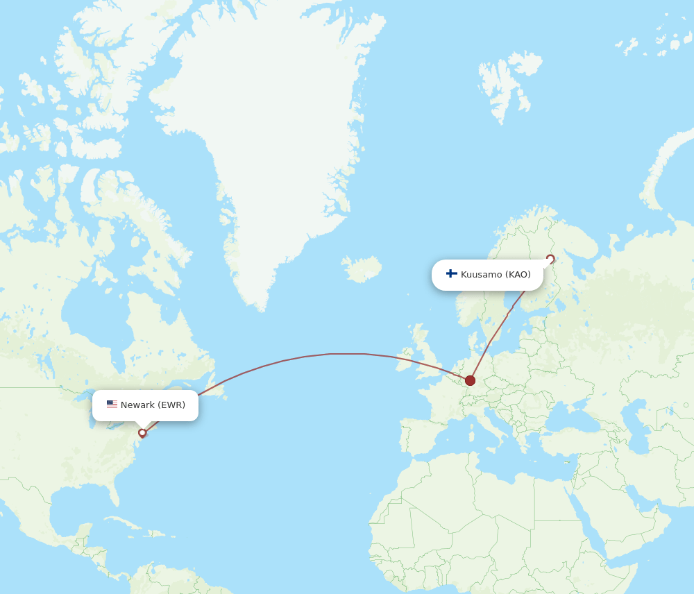 EWR-KAO flight routes