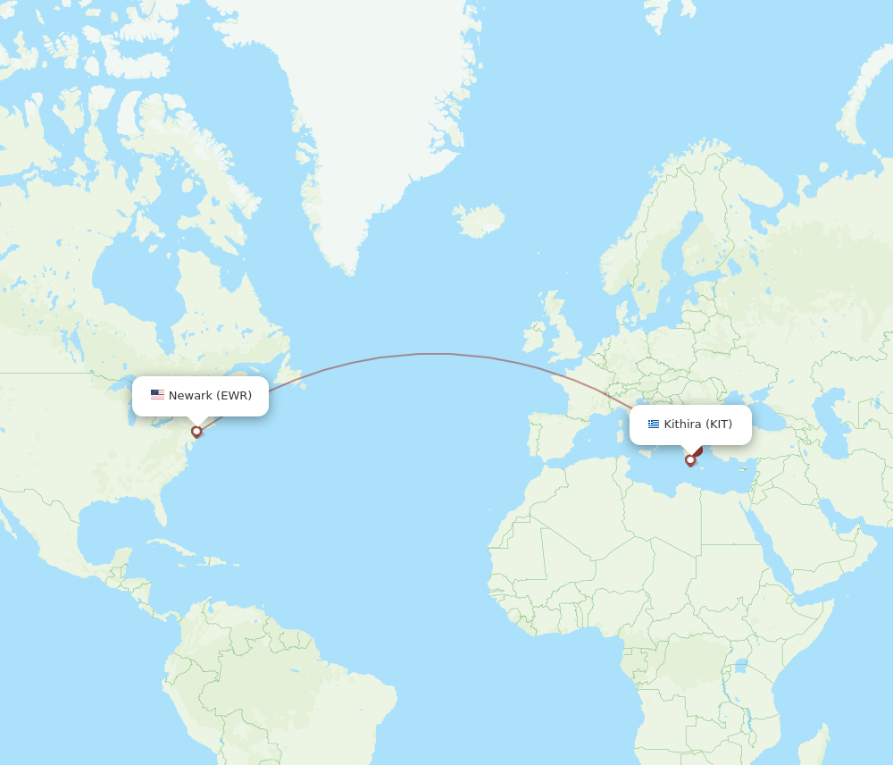 EWR to KIT flights and routes map