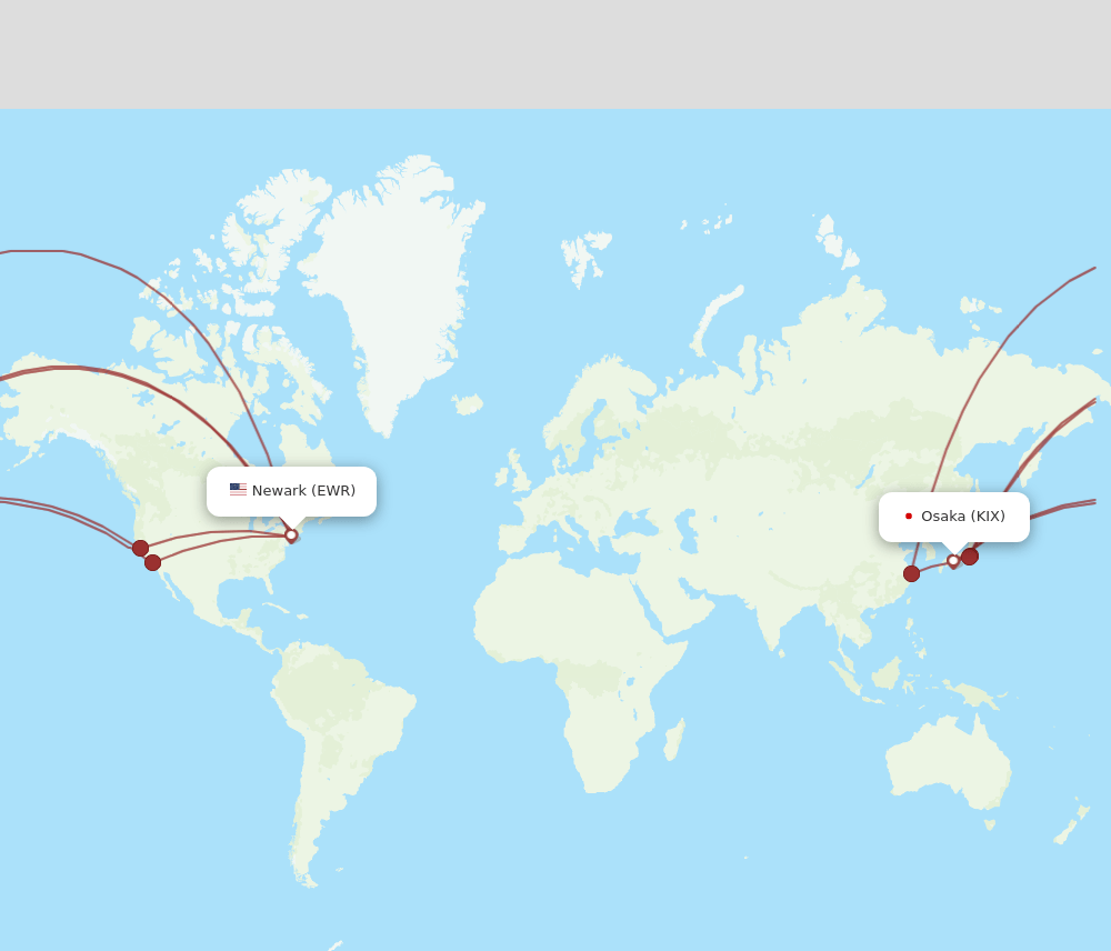 EWR to KIX flights and routes map