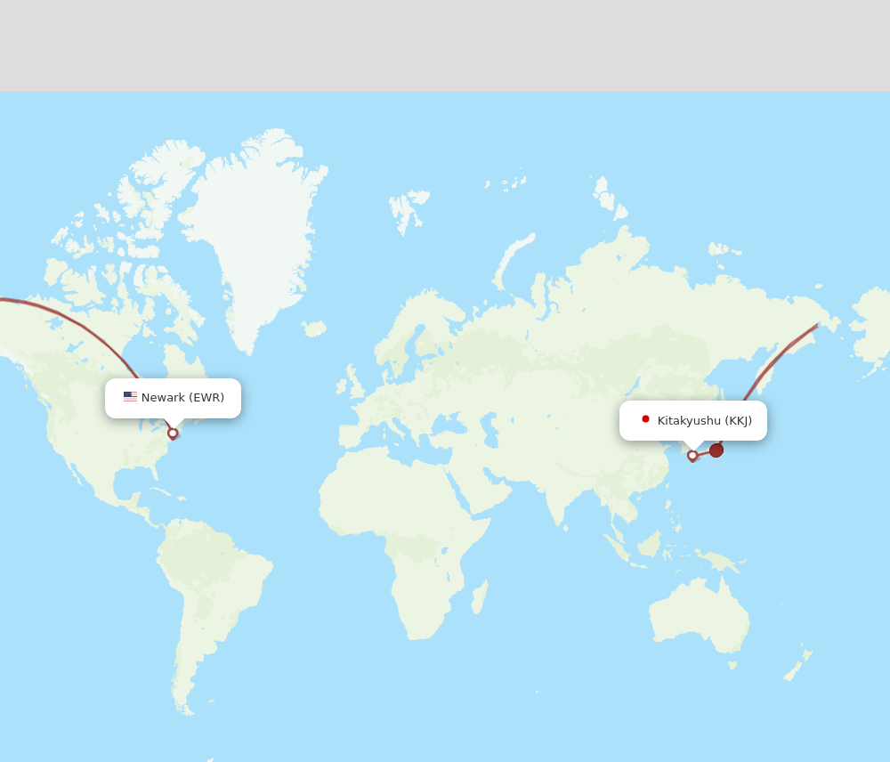 EWR to KKJ flights and routes map