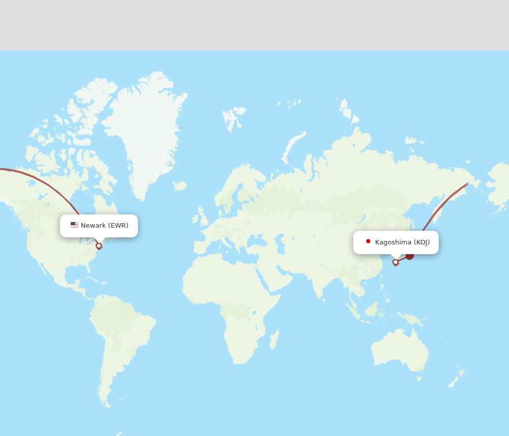 EWR to KOJ flights and routes map