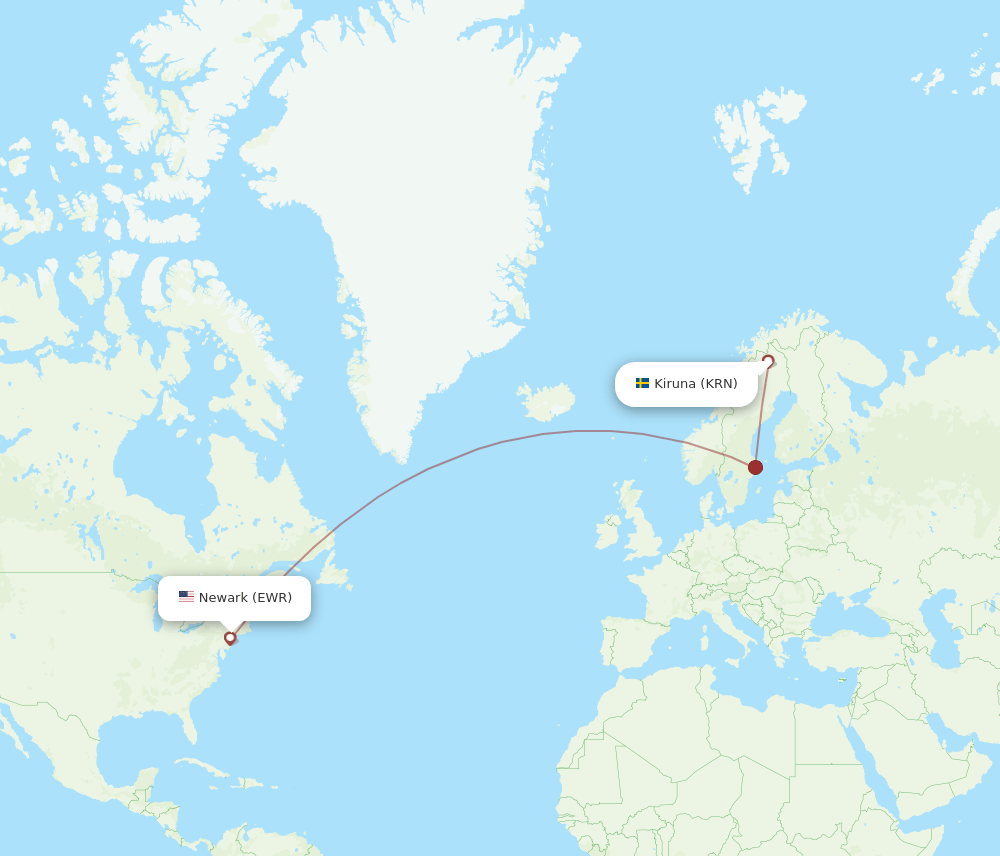 EWR-KRN flight routes