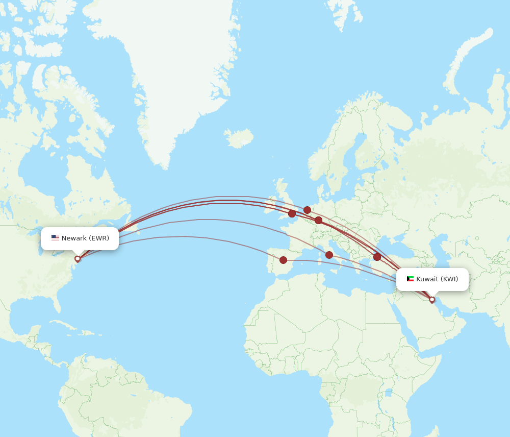 EWR-KWI flight routes