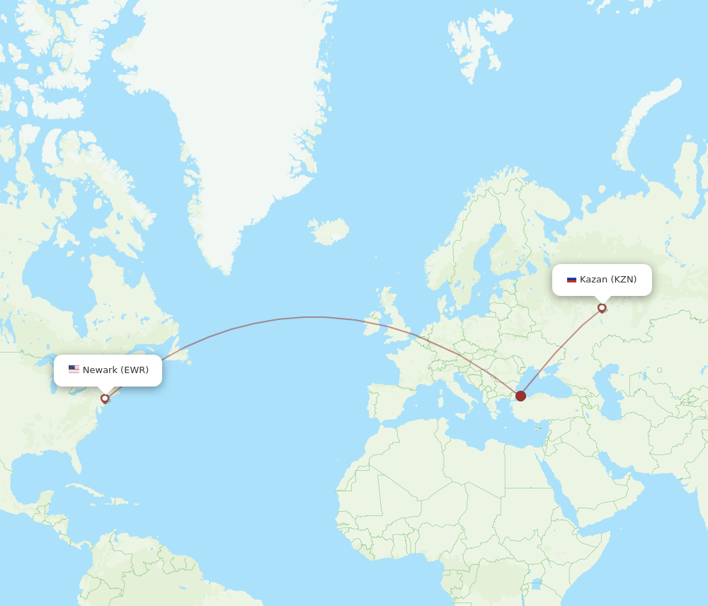 EWR-KZN flight routes