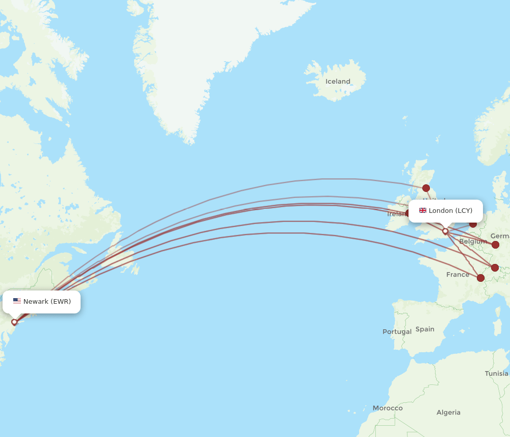 EWR-LCY flight routes