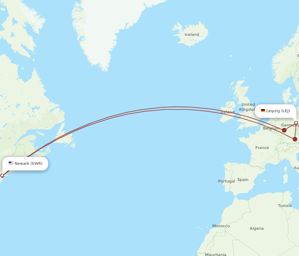 EWR-LEJ flight routes