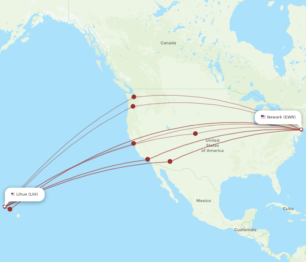 EWR-LIH flight routes