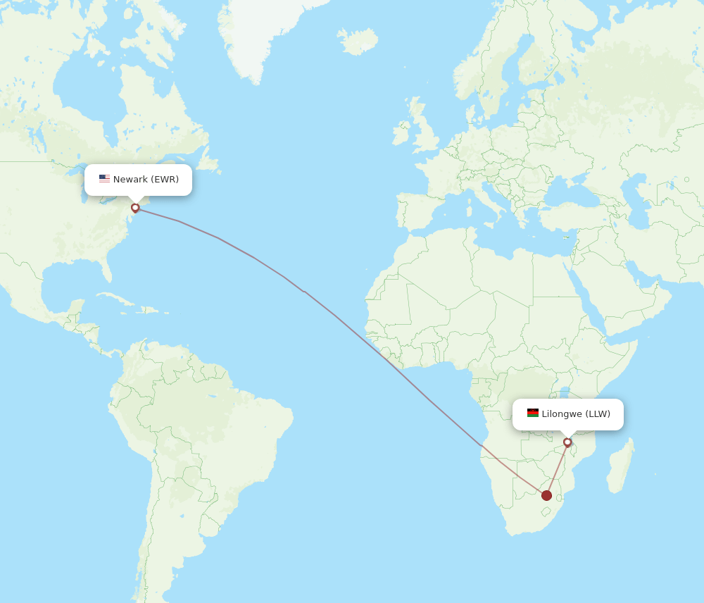 EWR-LLW flight routes