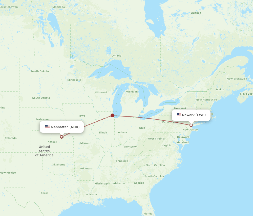 EWR-MHK flight routes