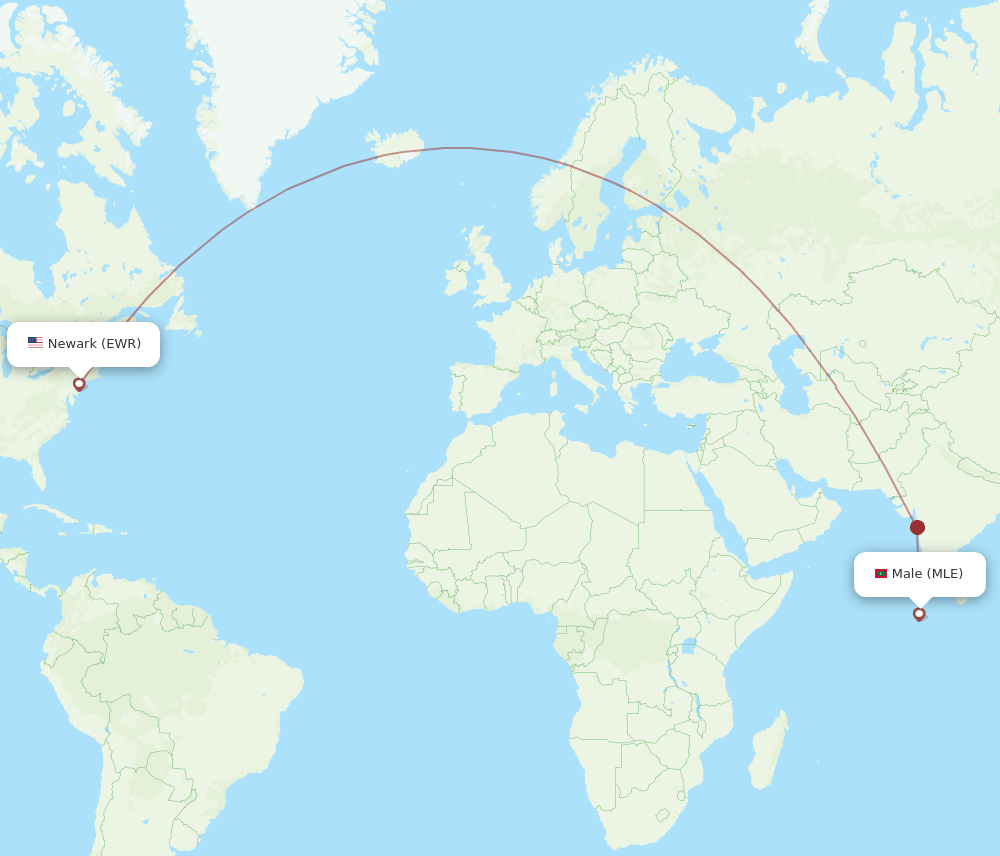 EWR-MLE flight routes