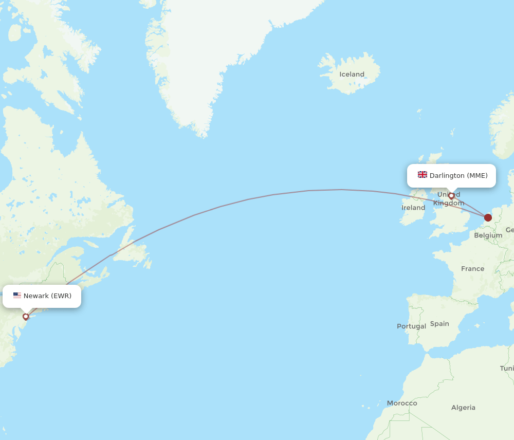 EWR-MME flight routes