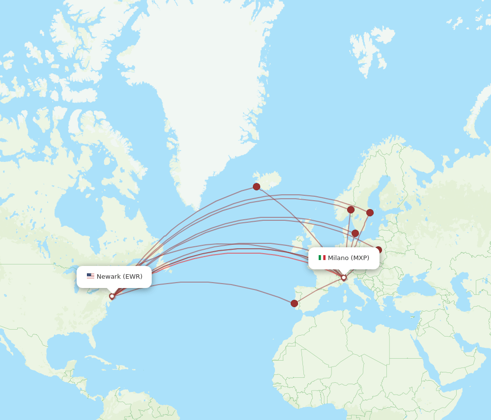 EWR-MXP flight routes