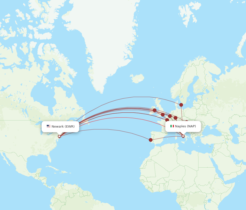 EWR-NAP flight routes