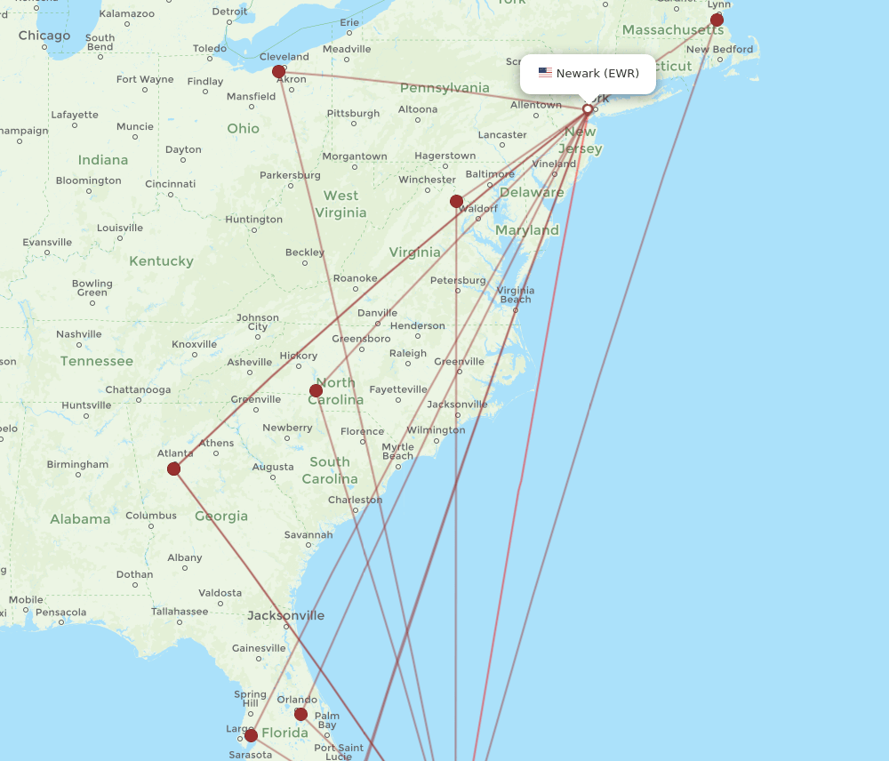 EWR-NAS flight routes