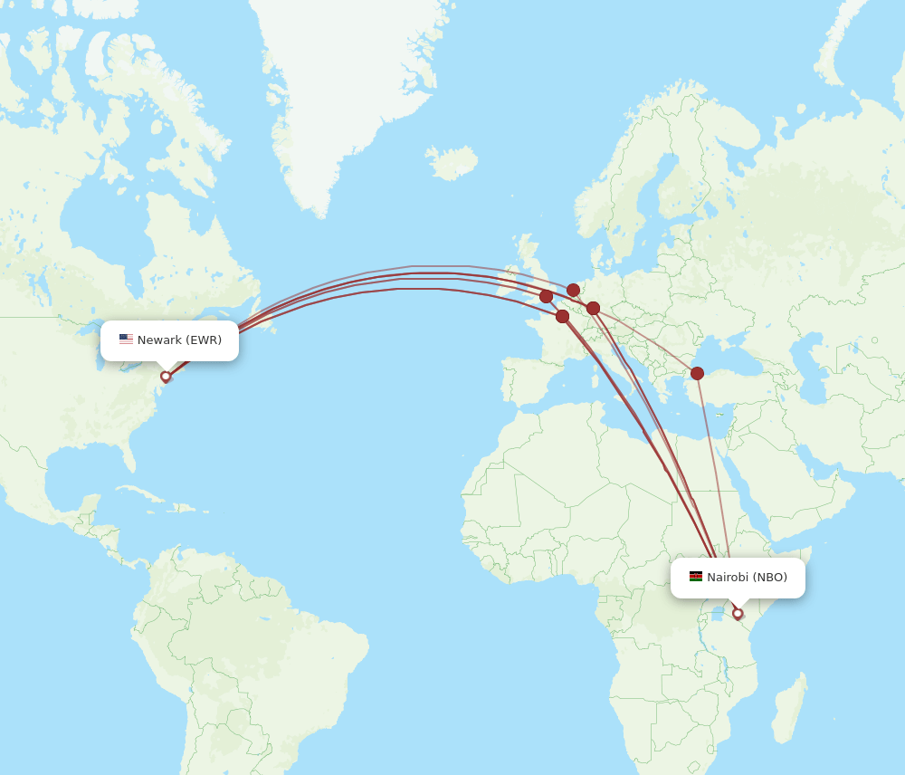 EWR-NBO flight routes