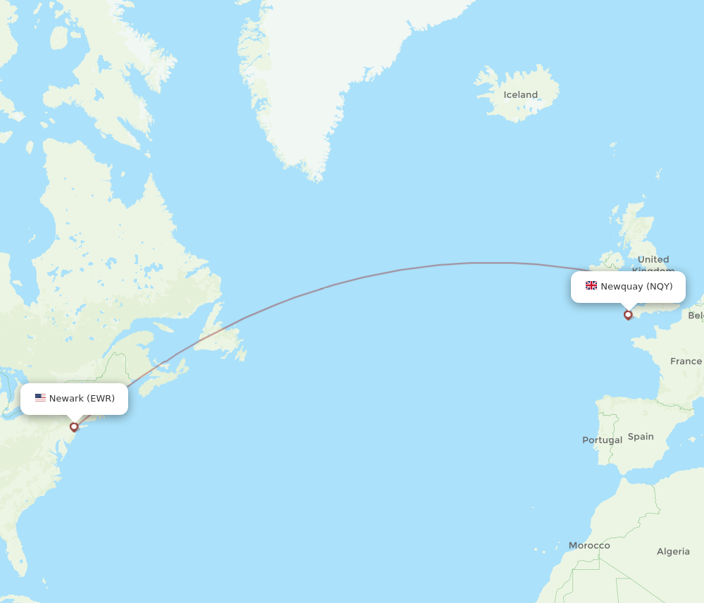 EWR-NQY flight routes