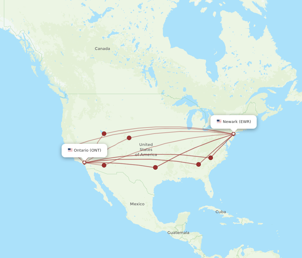 EWR-ONT flight routes